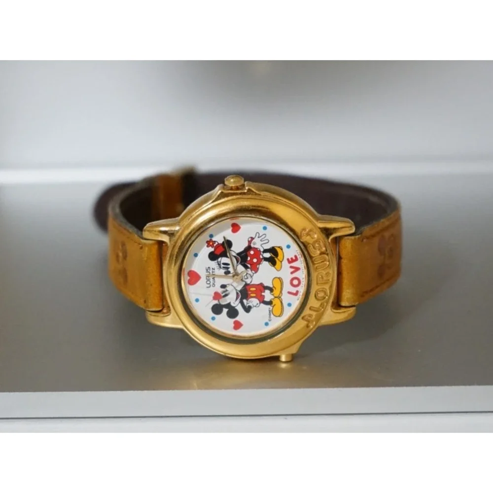 Vintage Japan LORUS Disney Musical Mickey & Minnie Love Watch Original Band‎
